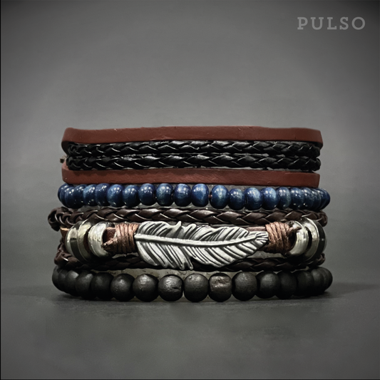 Pulsera Pluma Azul/Café Ref: 7029-55