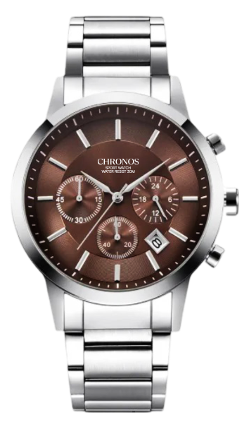 Reloj Chronos Ref. 879 Plata/Café