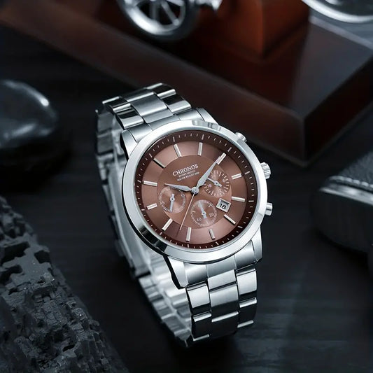 Reloj Chronos Ref. 879 Plata/Café