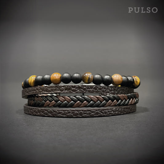 Pulsera Tejida/Perlas Ref: 7030-11 Café