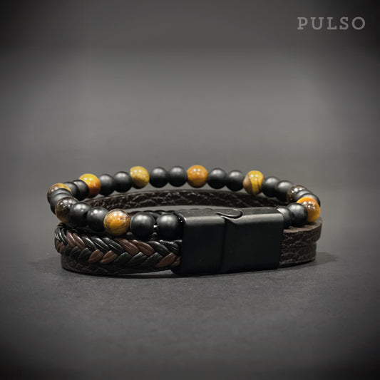 Pulsera Tejida/Perlas Ref: 7030-11 Café